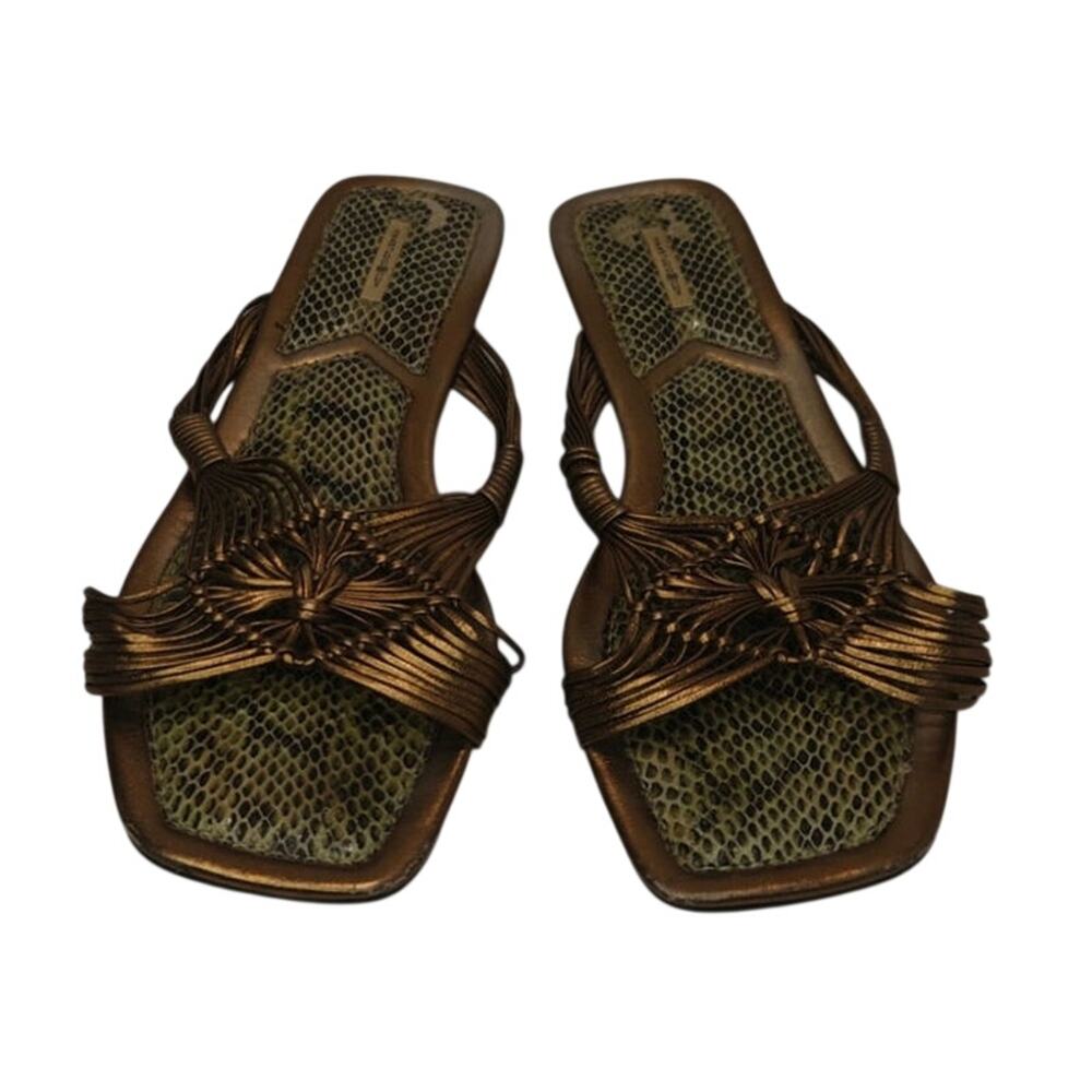 Gold leather slip on sandals by Maxstudio sz 6.5